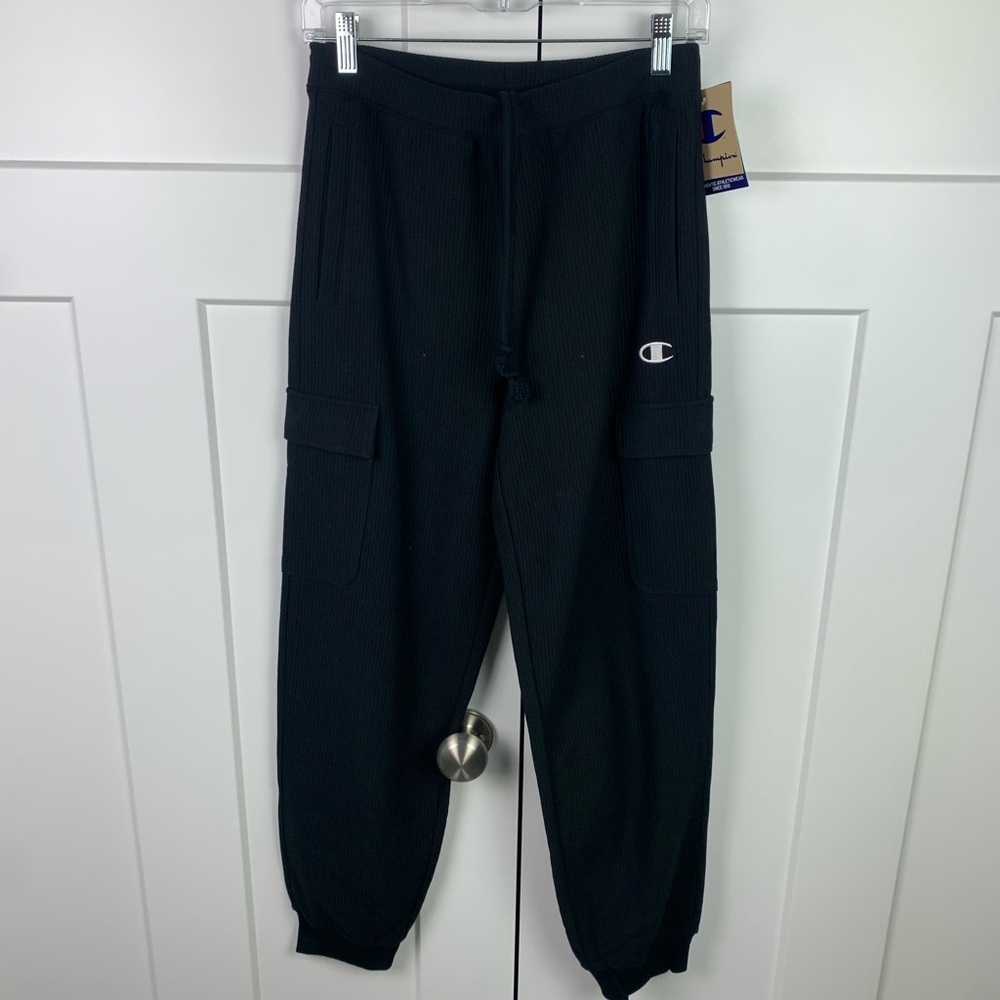 NWT Champion Men’s XS Black Jogger Pants Cargo Ribbed Casual Gym